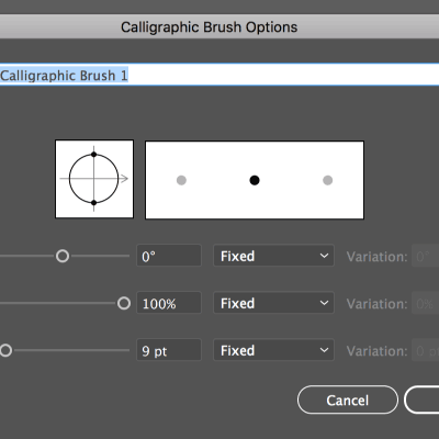 calligraphic brush options in Adobe Illustrator