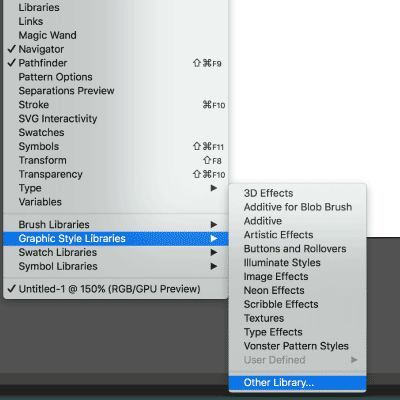install and load graphic styles in Adobe Illustrator