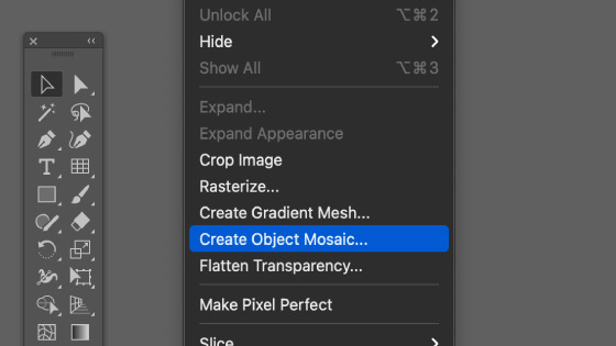 object mosaic command in Illustrator object menu