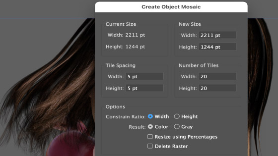 object mosaic illustrator panel