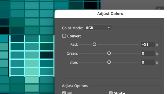 object mosaic but with e adjust color balance command used
