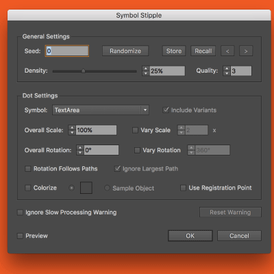 symbol stipplism plugin for Adobe Illustrator panel