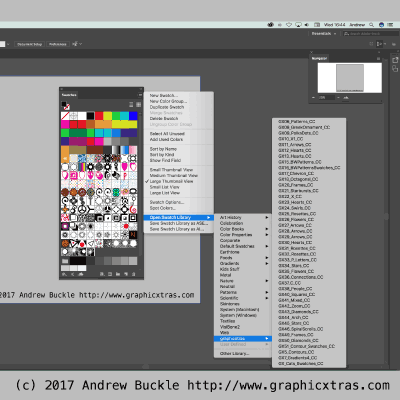 how to open swatches libraries from graphicxtras