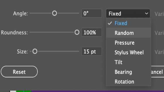 eraser tool and randomization and pressure settings