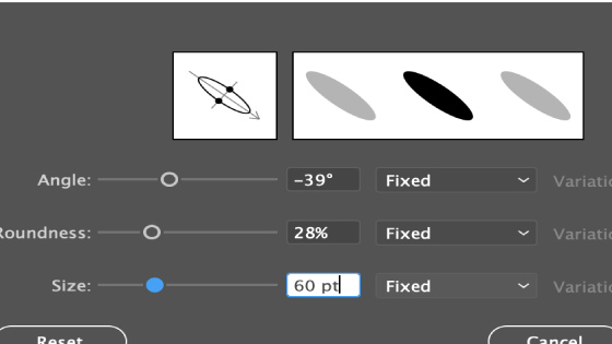 eraser tool size setting