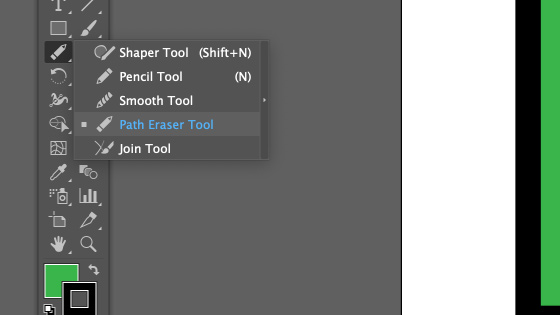 path eraser tool in the Illustrator toolbar