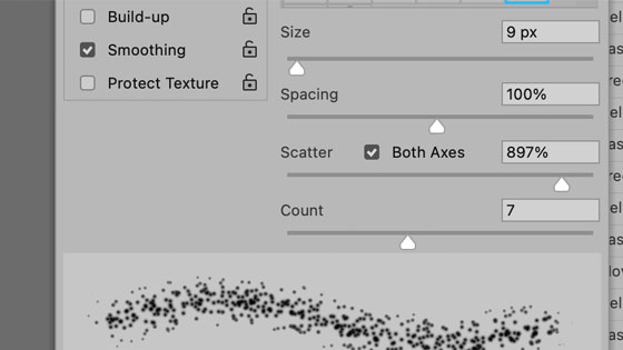 medium spacing setting for the dual brush