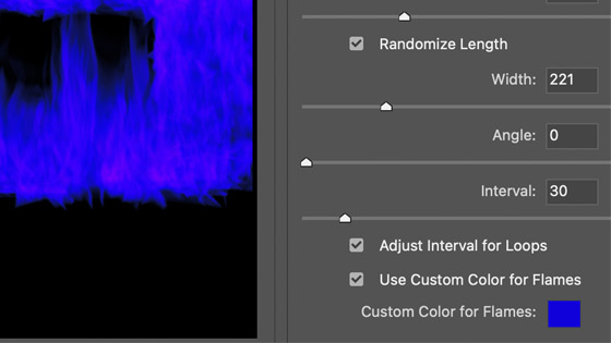 blue flame filter using the custom color feature in Photoshop