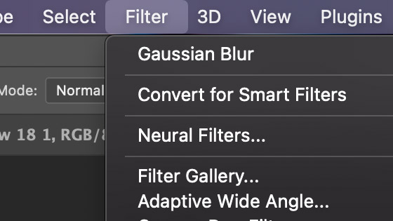 glass filter menu command in Photoshop