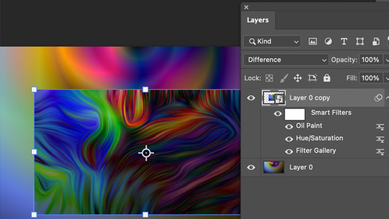glass filter adjustments added to Photoshop smart object