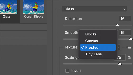 glass filter frosted texture