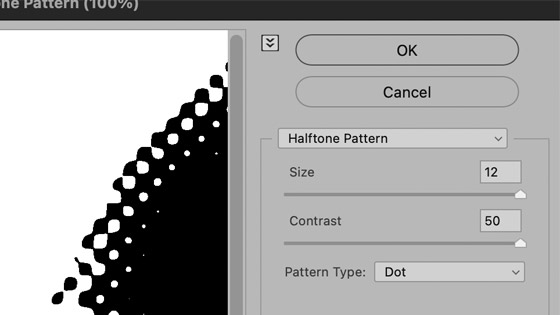 halftone pattern filter panel