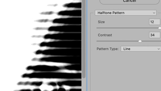 halftone pattern filter line option