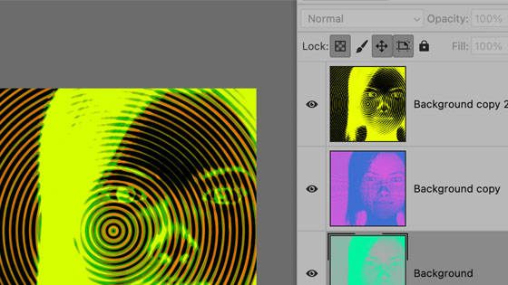 halftone pattern filter combo via layers and different Photoshop settings