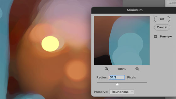 max and minimum filter combined in Photoshop