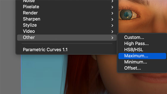 maximum filter where it is in the menu in Photoshop