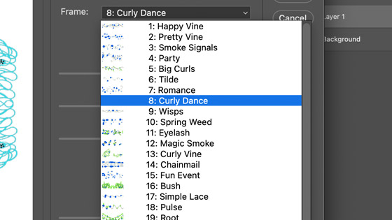 picture frame curly dance preset