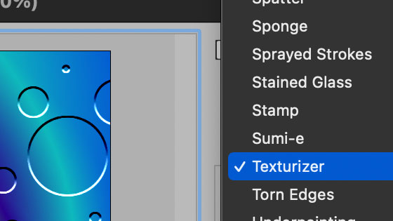 texturizer filter within the filter gallery