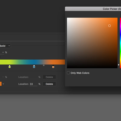 change color stops for new gradient in Photoshop