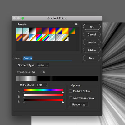 scratchy texture create using Photoshop gradients