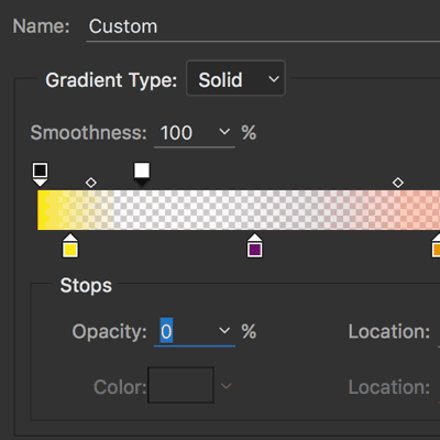 transparency opacity gradient in Photoshop editor