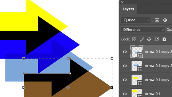 multiple shapes blending modes with different blends for each of the layers in Photoshop