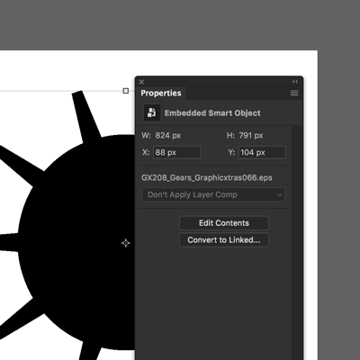 properties panel and edit eps files