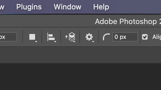 triangle settings along the top bar of Photoshop