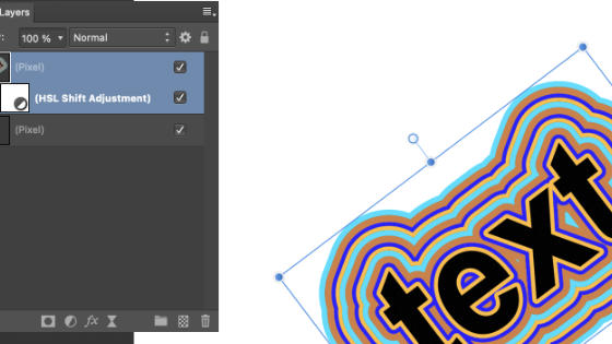 contour text and layers panel in affinity Photo