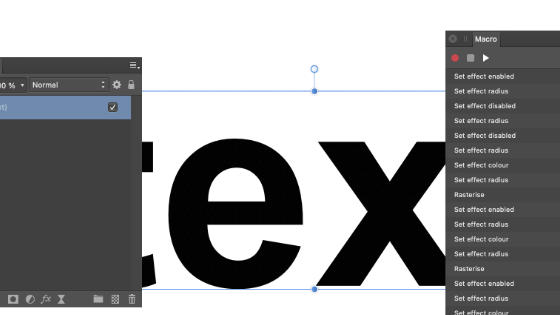 contour text and layers and macro panel displayed