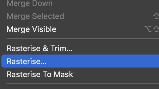 rasterise the text and layer effect