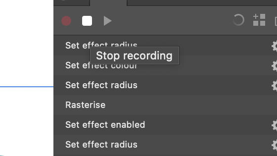 stop recording button on the macro panel in affinity photo