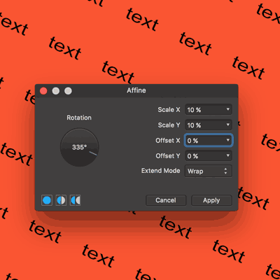 affine filter affinity photo text