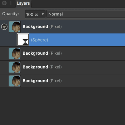 live filter layer effects affinity photo sphere