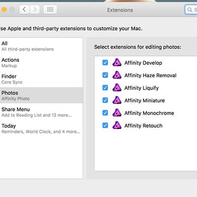 add extensions in Apple Photo