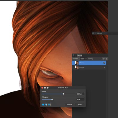 bilateral blur filter and layers in affinity Photo