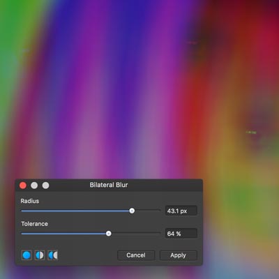 bilateral blur filter and color channels in Affinity Photo