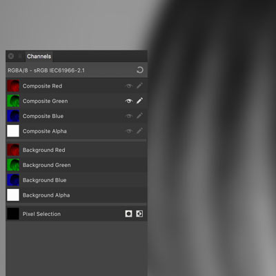 channels and affinity photo color channel selected