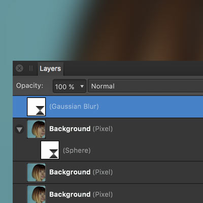 top most layer effect add to panel in affinity photo