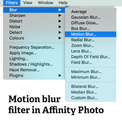 motion blur filter in Affinity Photo tutorial
