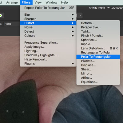 polar rectangular filter affinity photo
