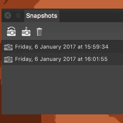 snapshots panel in affinity photo