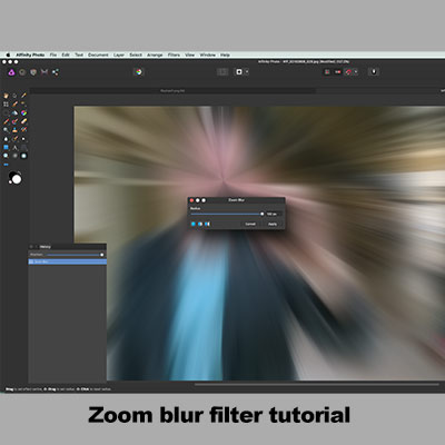zoom blur filter in affinity photo tutorial