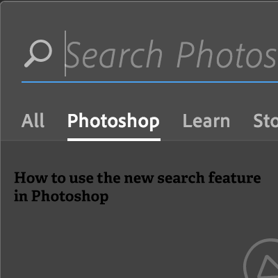 new search and help feature in Photoshop