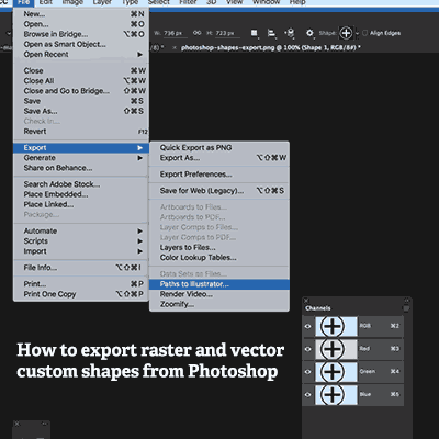 export via path vector custom shapes from Photoshop tutorial