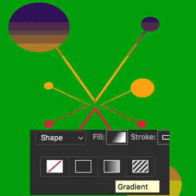 gradients and photoshop fill color for custom shapes