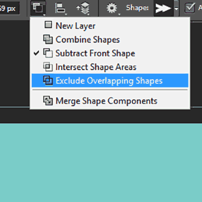 intersect shapes combine layers Photoshop