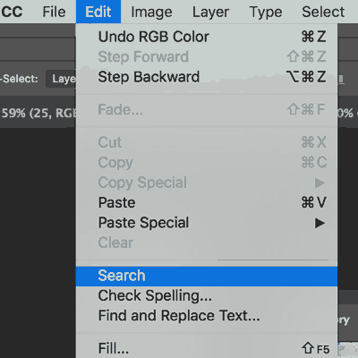 search command in Photoshop
