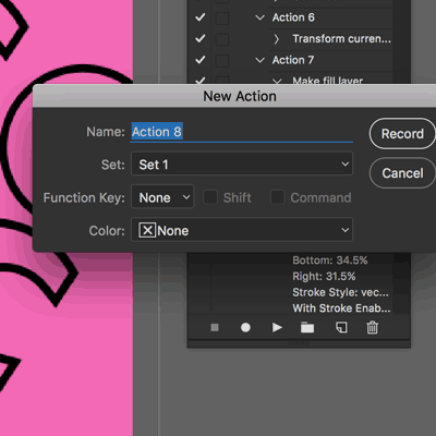 photoshop custom shapes recording actions