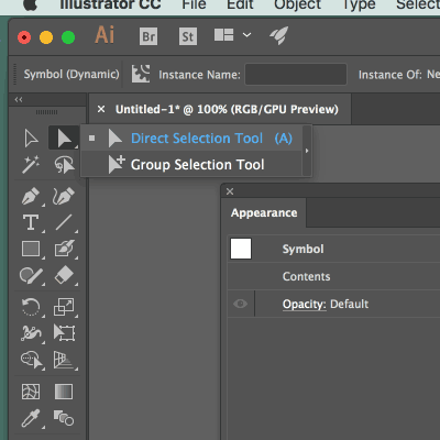 dynamic symbols and direct selection tool